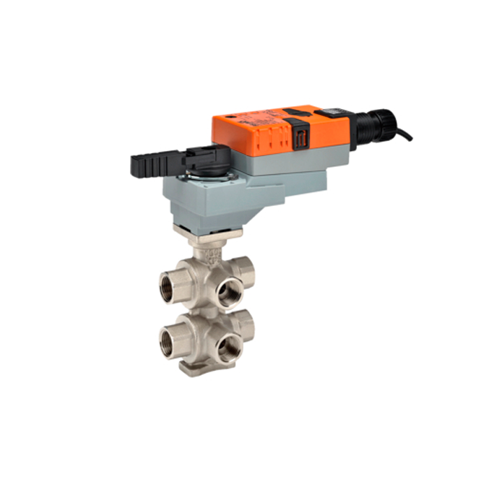 B315-029-029+LRB24-SR | Conjunto de Válvula de controle CCV, 6 vias, 1/2", Cv 0.29 e Cv 0.29 + Atuador Proporcional, 24V